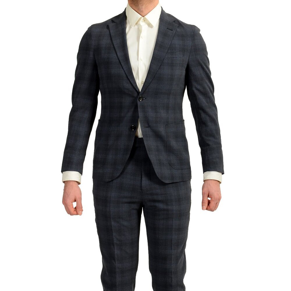 Hugo Boss Men's "T-Novem/Brite" Plaid Wool Silk Two Button Suit US 40R IT 50R